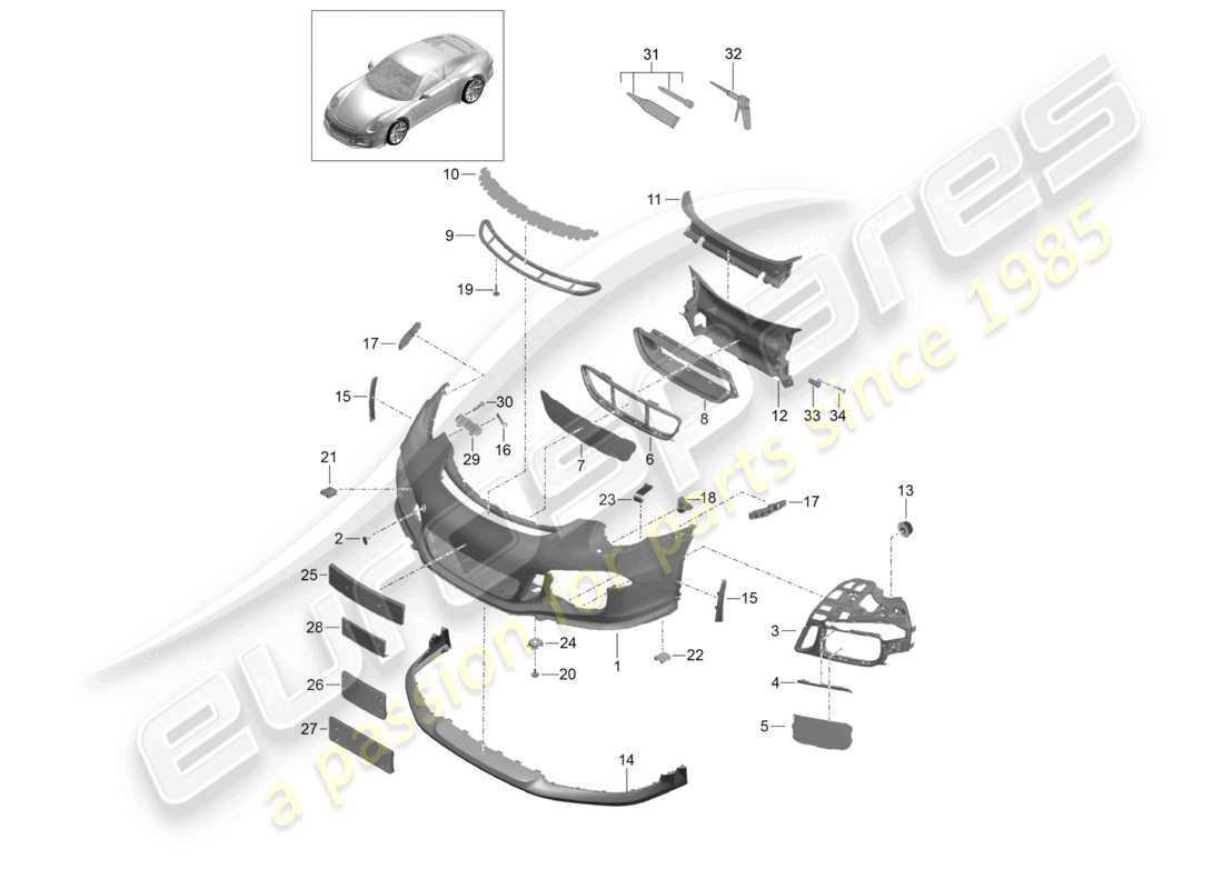 a part diagram from the porsche 991 parts catalogue