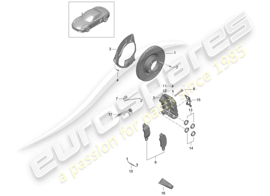 a part diagram from the porsche 2014 (981 boxster) parts catalogue