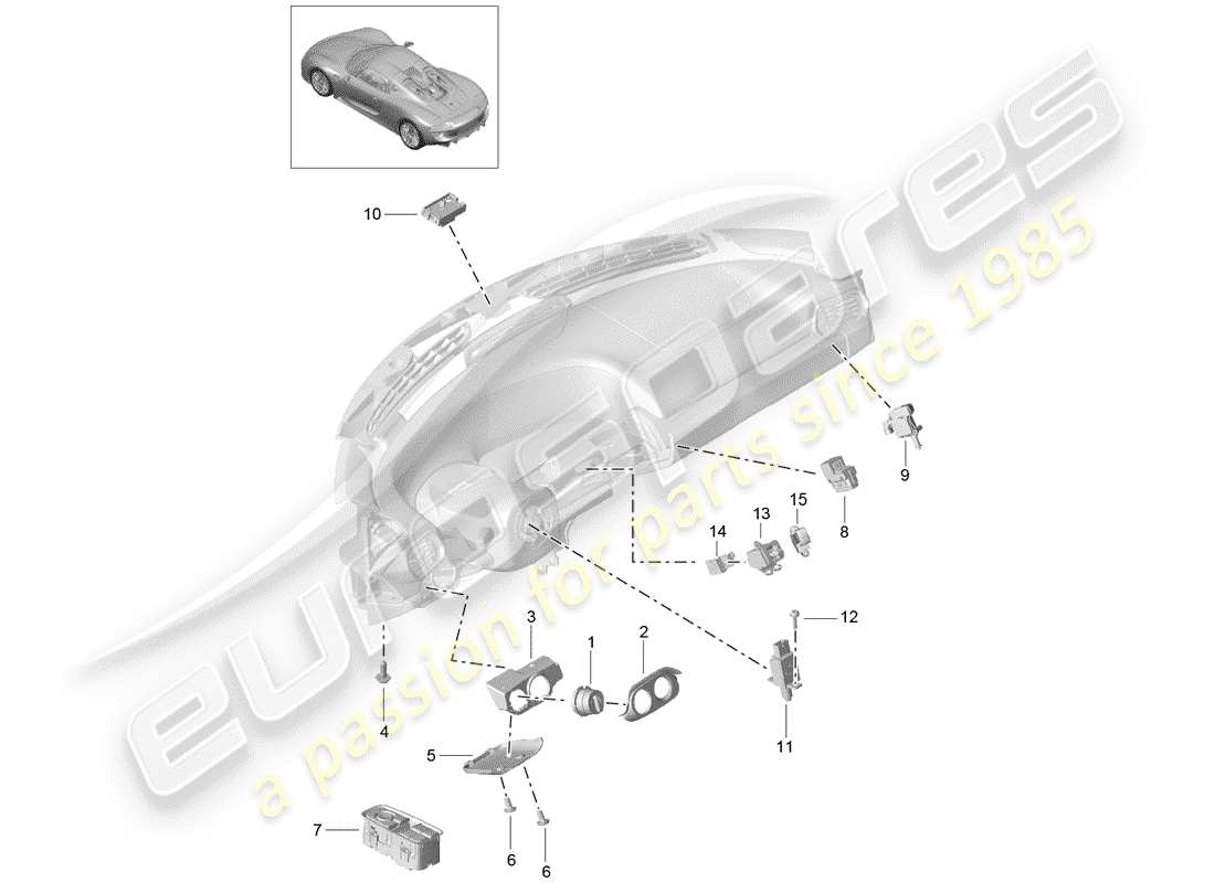 a part diagram from the porsche 918 spyder parts catalogue