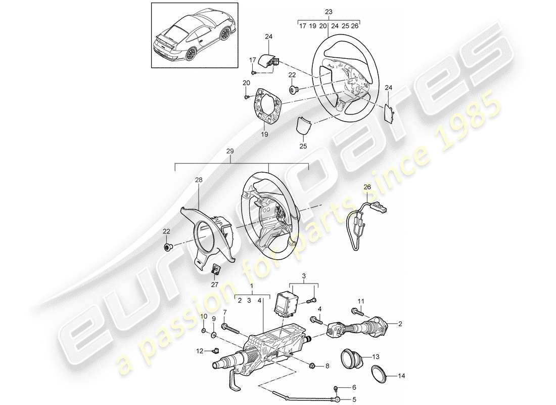 a part diagram from the porsche 2008 (997-1 gt3) parts catalogue
