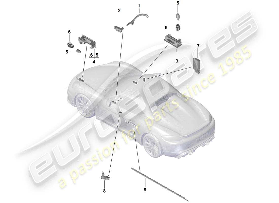 a part diagram from the porsche 2019 (718 boxster spyder) parts catalogue