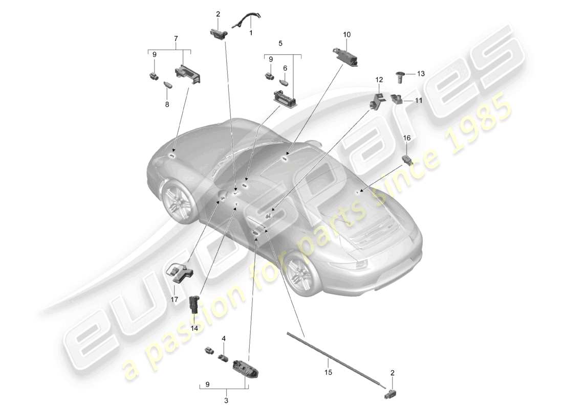 a part diagram from the porsche 991 parts catalogue