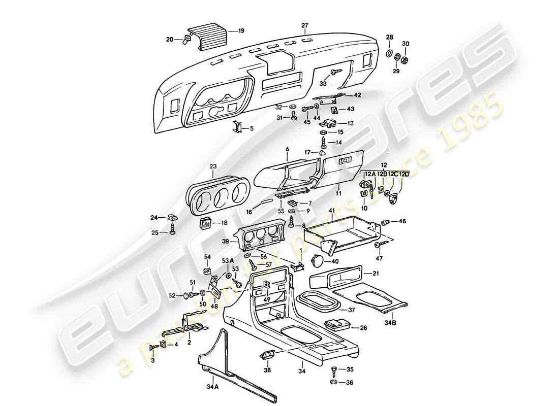 VIEW PARTS DIAGRAMS FROM THE PORSCHE 924 PARTS CATALOGUE a part diagram from the porsche 924 parts catalogue