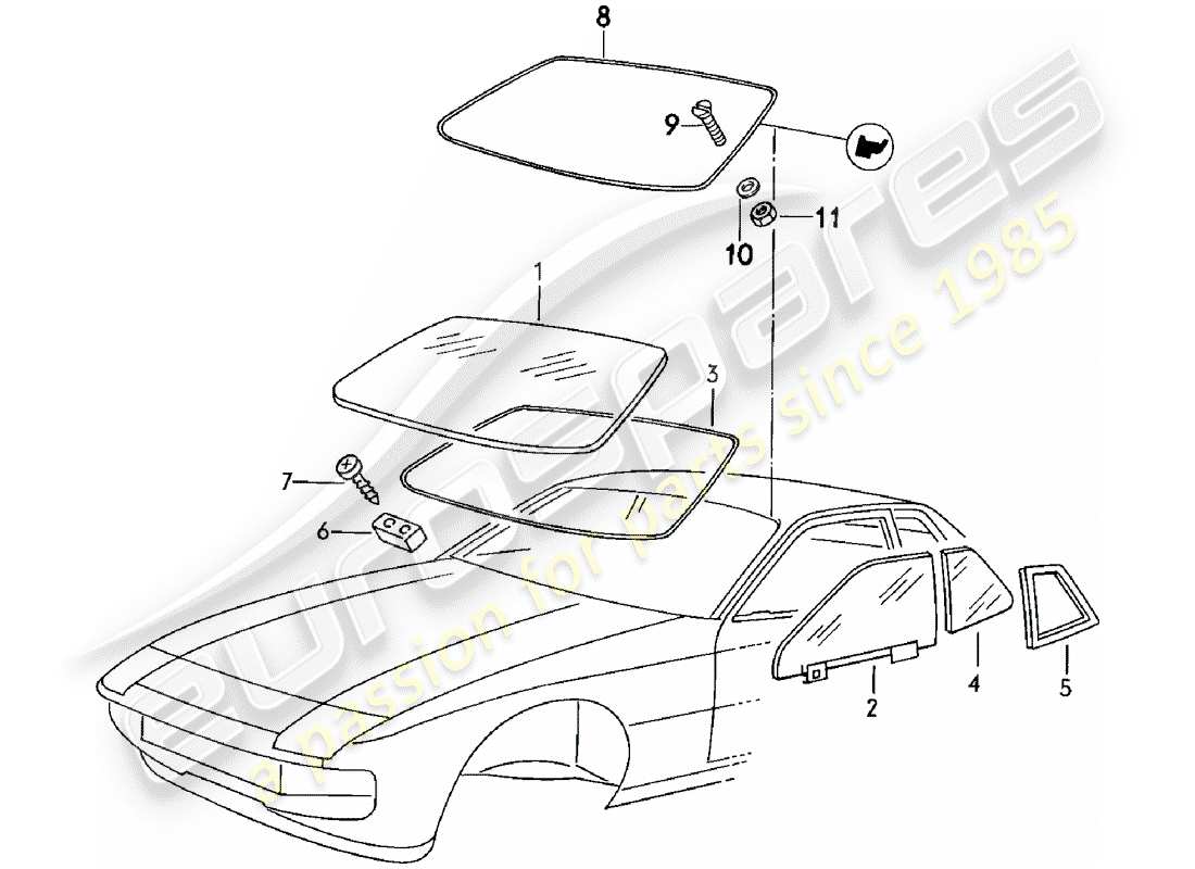 a part diagram from the porsche 1985 (924) parts catalogue