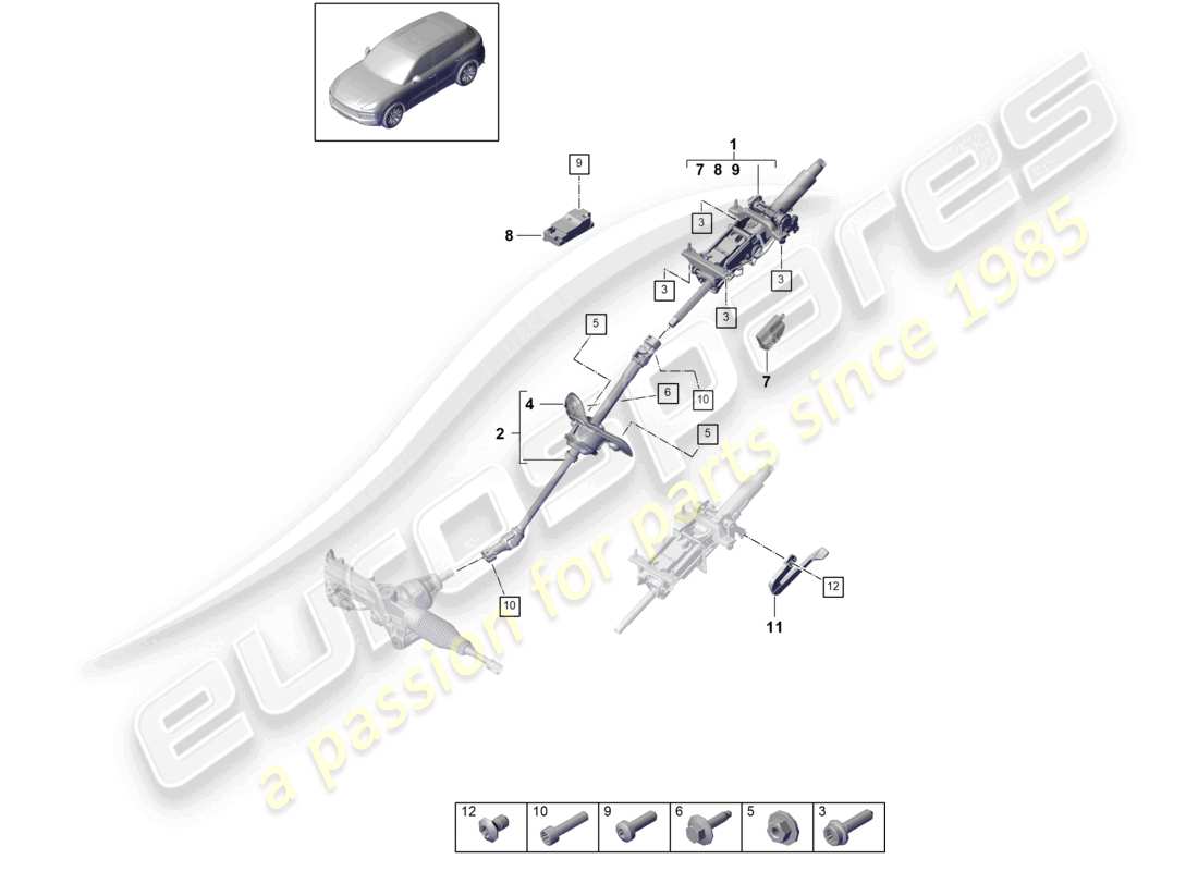 a part diagram from the porsche 2020 (cayenne e3 9ya/9yb) parts catalogue
