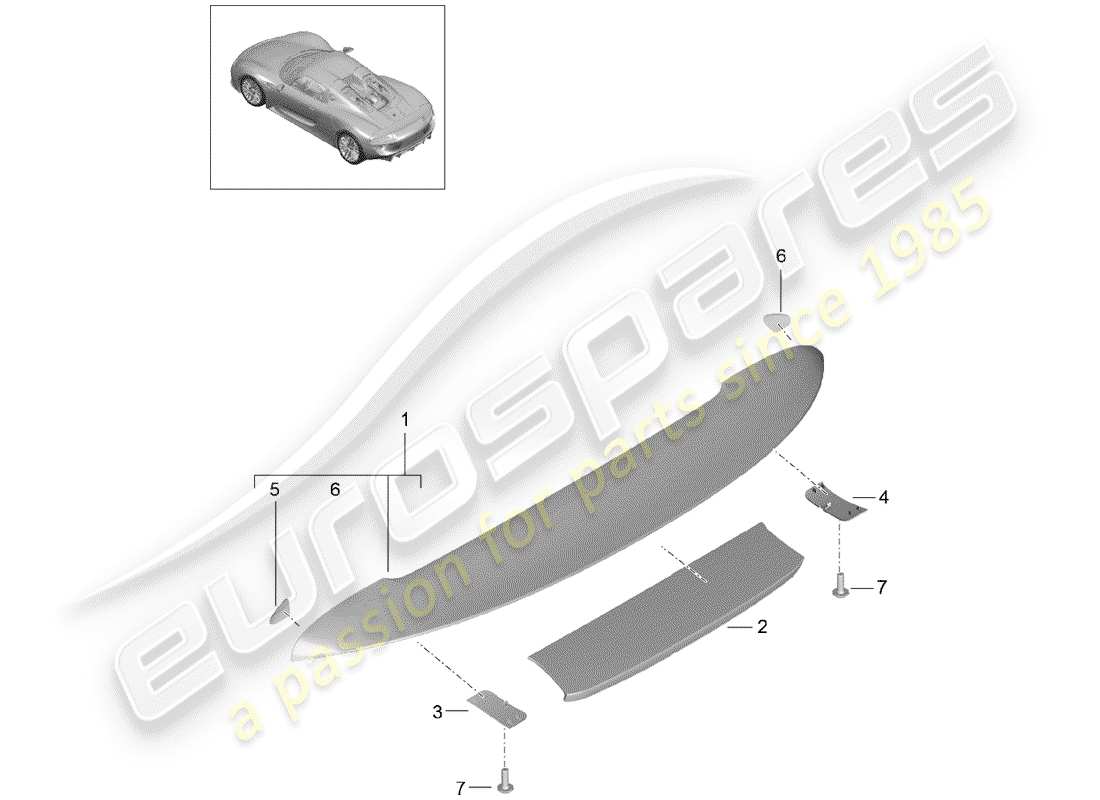 VIEW PARTS DIAGRAMS FROM THE PORSCHE 918 SPYDER PARTS CATALOGUE a part diagram from the porsche 918 spyder parts catalogue
