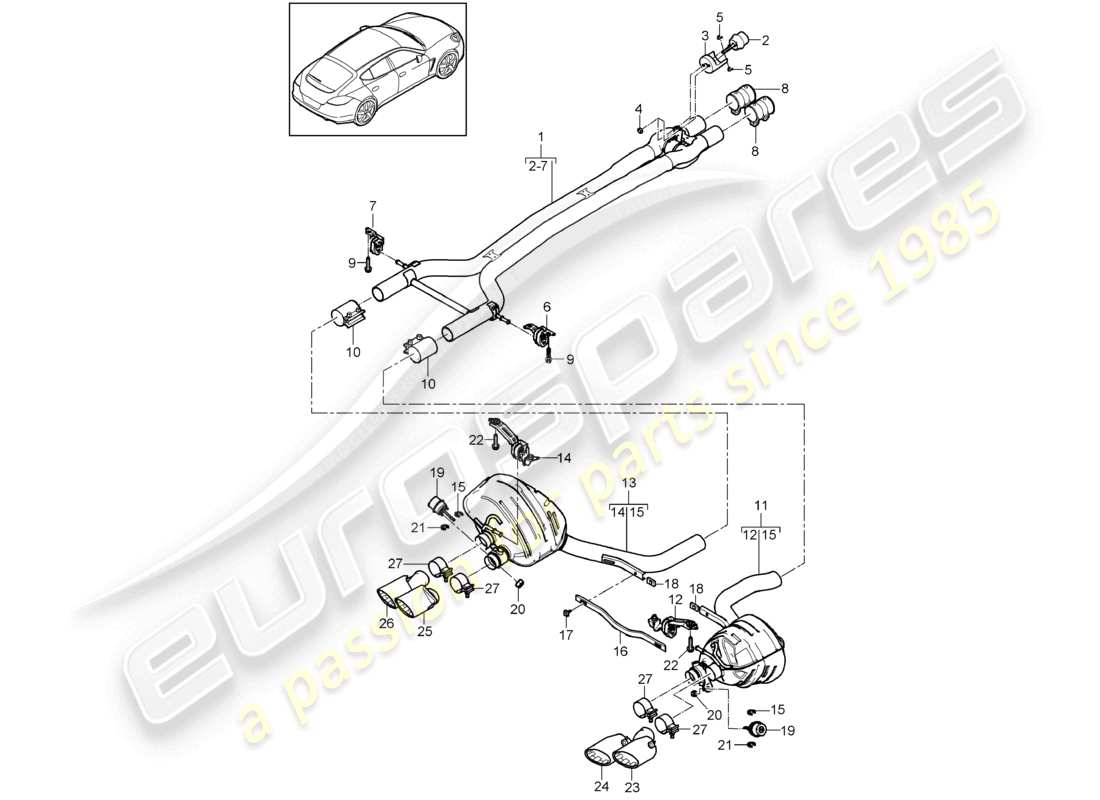 a part diagram from the porsche 2016 (panamera 970) parts catalogue
