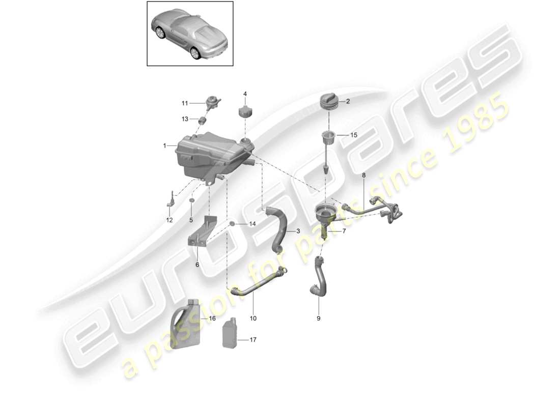 a part diagram from the porsche 2016 (981 boxster spyder) parts catalogue