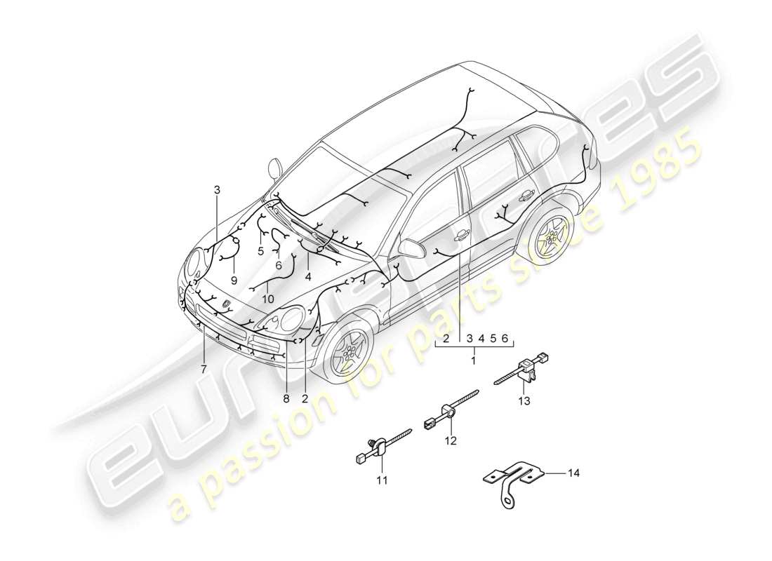 a part diagram from the porsche 2006 (cayenne e1 9pa) parts catalogue