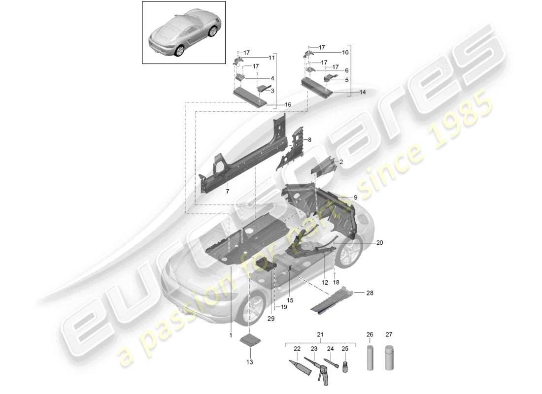 a part diagram from the porsche 2019 (718 cayman) parts catalogue