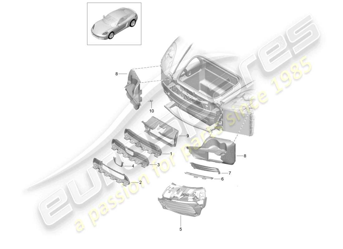 a part diagram from the porsche 2019 (718 cayman) parts catalogue