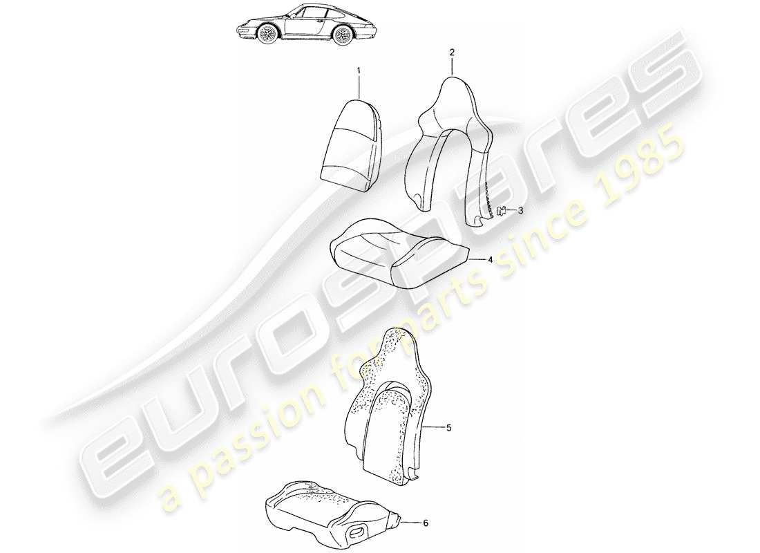 a part diagram from the porsche 1987 (seats for 944/968/911/928) parts catalogue
