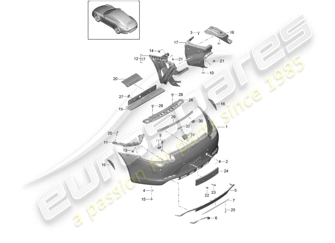 a part diagram from the porsche 2012 (991-1) parts catalogue