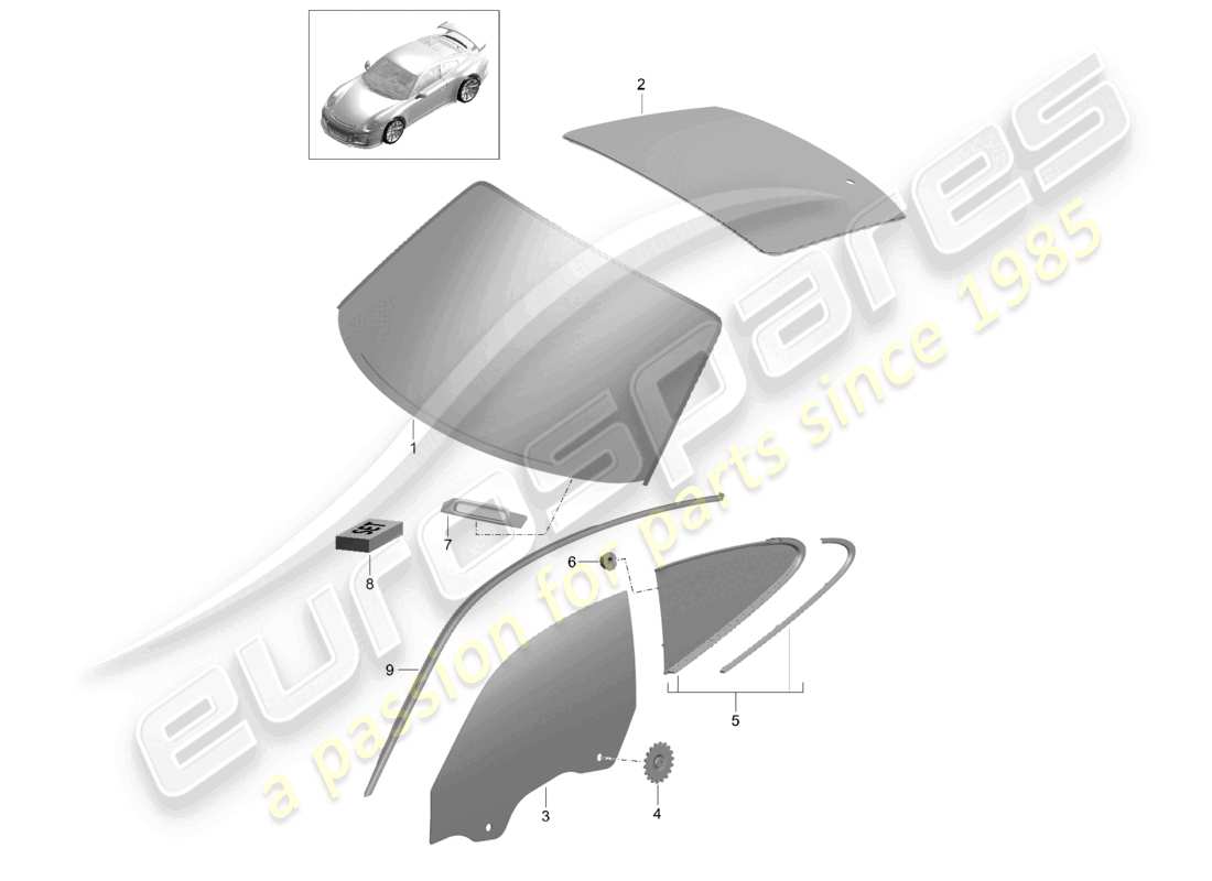 a part diagram from the porsche 2019 (991-2 r/gt3/rs) parts catalogue