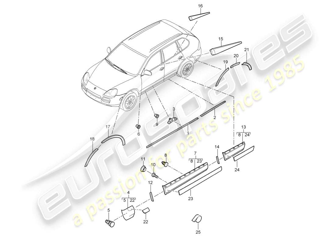 a part diagram from the porsche 2003 (cayenne e1 9pa) parts catalogue