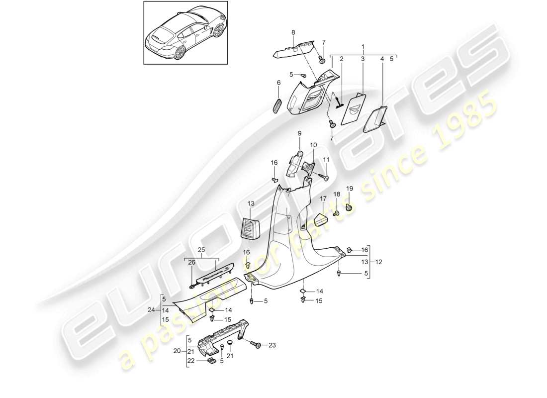 a part diagram from the porsche panamera parts catalogue