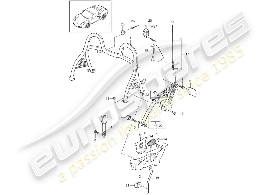 a part diagram from the porsche 2012 (987 boxster) parts catalogue