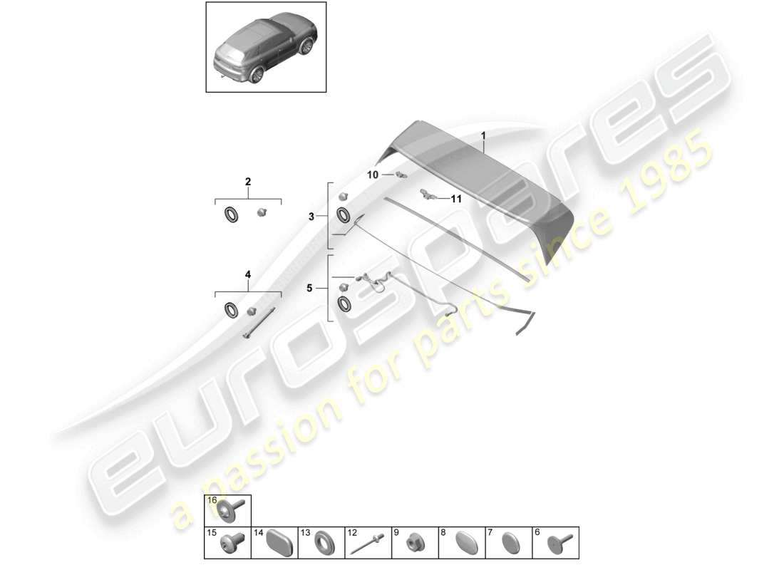 a part diagram from the porsche 2019 (cayenne e3 9ya/9yb) parts catalogue