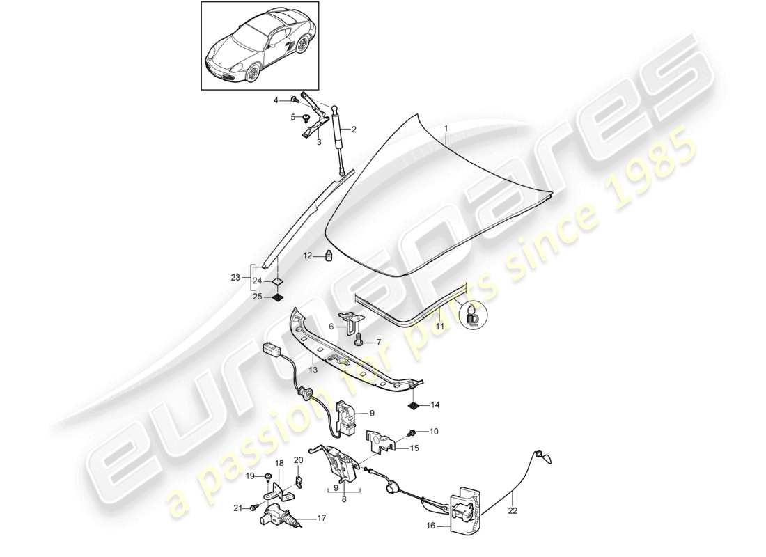 VIEW PARTS DIAGRAMS FROM THE PORSCHE CAYMAN PARTS CATALOGUE a part diagram from the porsche cayman parts catalogue