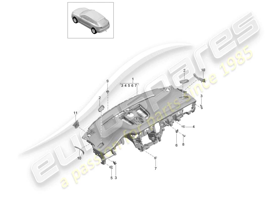 VIEW PARTS DIAGRAMS FROM THE PORSCHE MACAN PARTS CATALOGUE a part diagram from the porsche macan parts catalogue