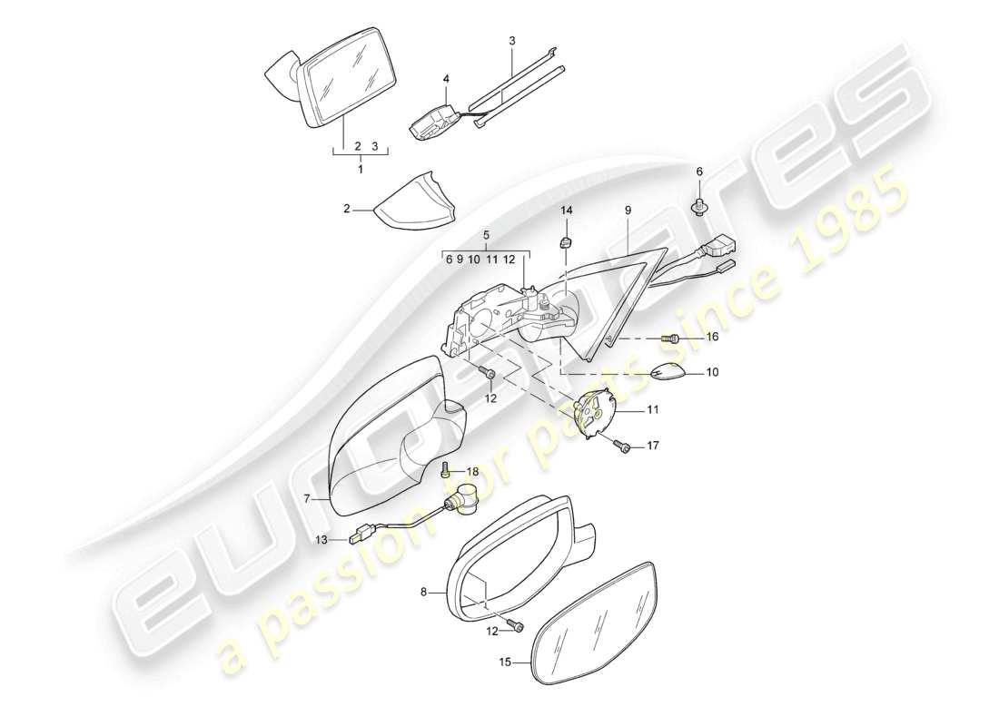 a part diagram from the porsche 2010 (cayenne e1 9pa) parts catalogue