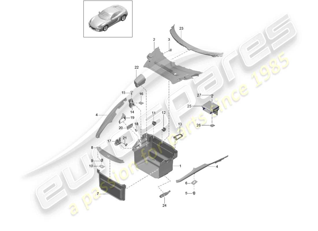 a part diagram from the porsche 2016 (981 cayman) parts catalogue