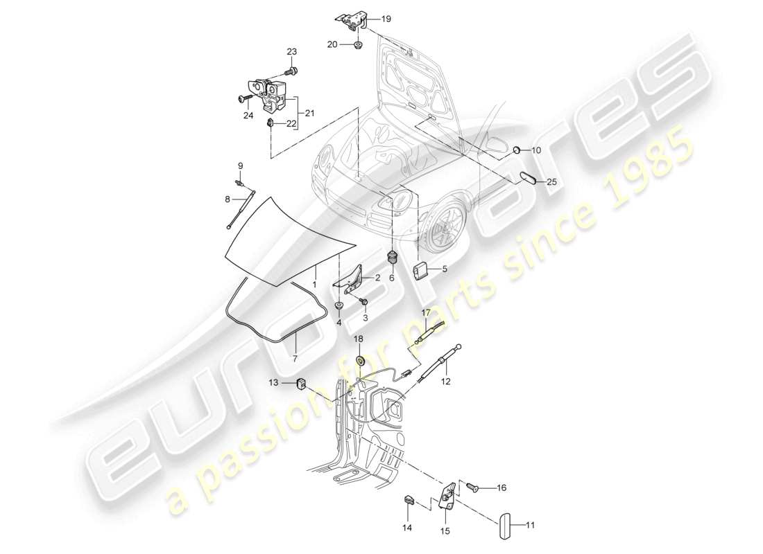 a part diagram from the porsche 2008 (cayenne e1 9pa) parts catalogue