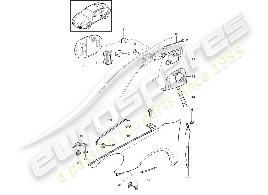 a part diagram from the porsche cayman parts catalogue