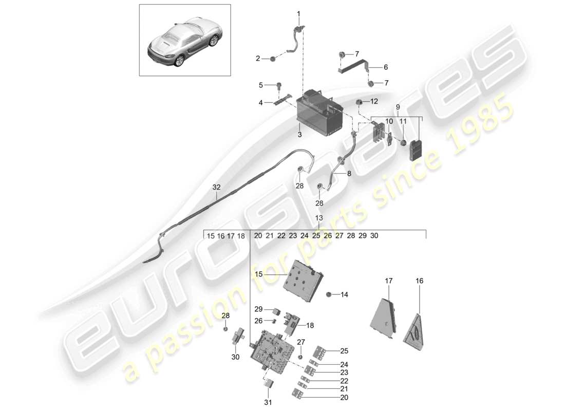 a part diagram from the porsche 2012 (981 boxster) parts catalogue