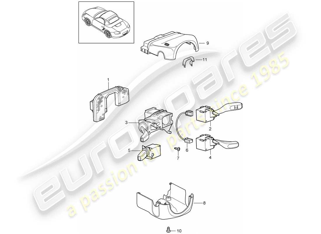 a part diagram from the porsche 2009 (987 boxster) parts catalogue