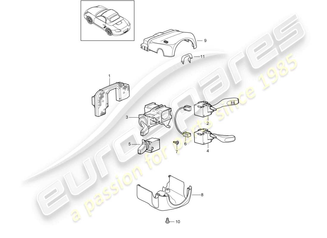 a part diagram from the porsche 2010 (987 boxster) parts catalogue