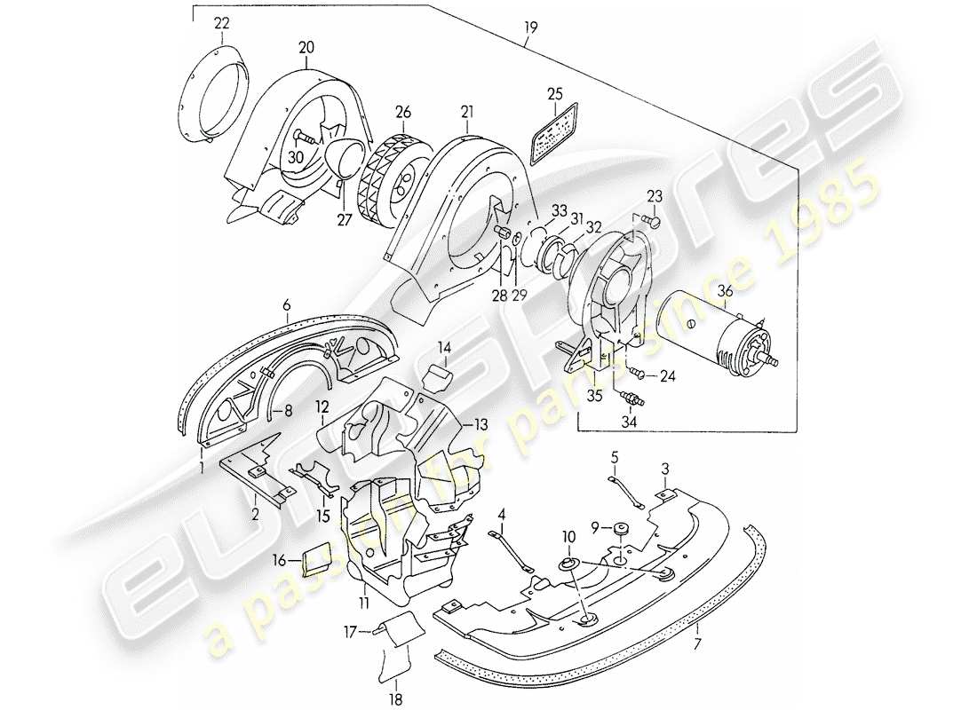 a part diagram from the porsche 1953 (356/356a) parts catalogue