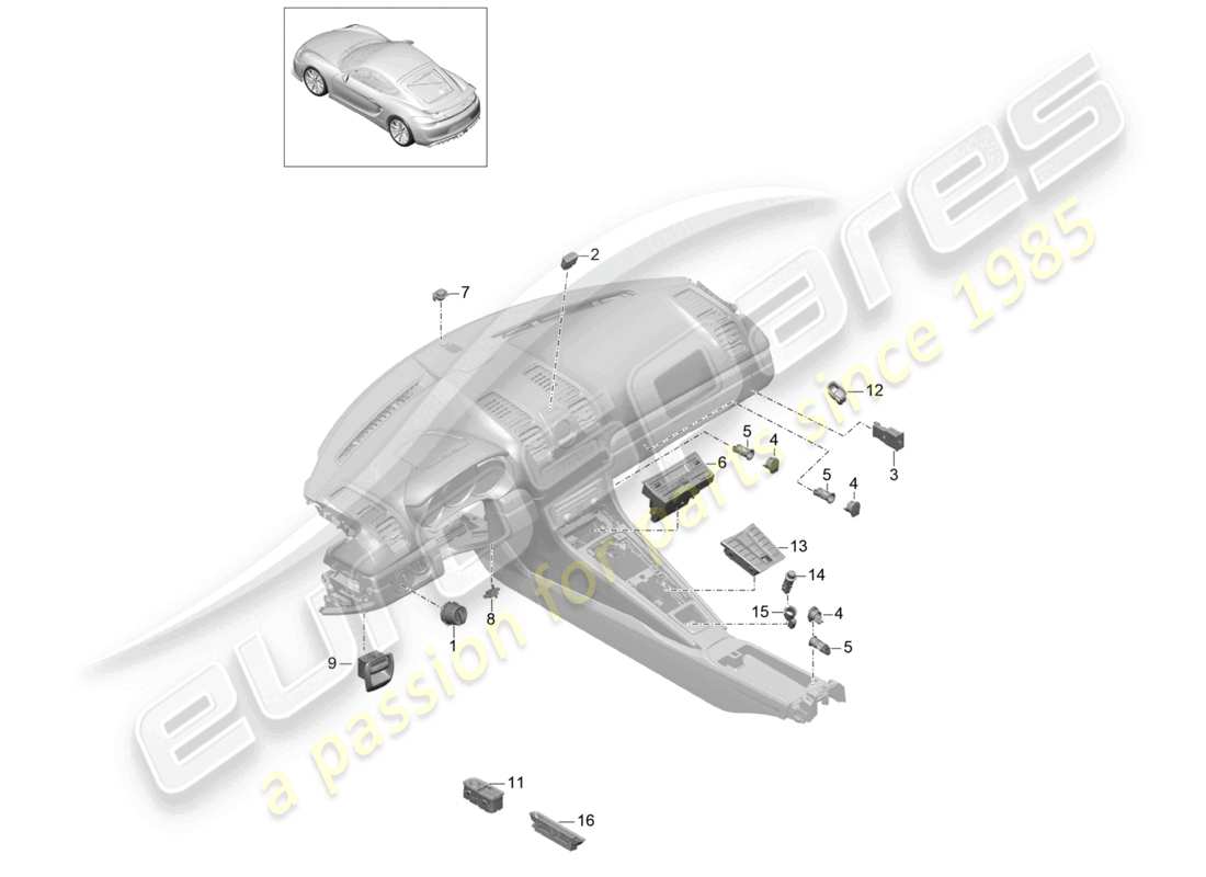 a part diagram from the porsche 2016 (981 cayman gt4) parts catalogue