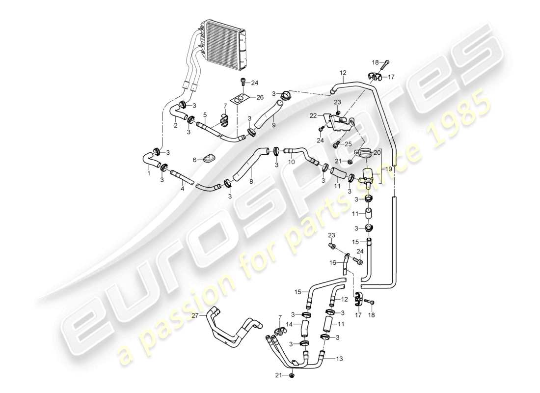 a part diagram from the porsche 2006 (cayenne e1 9pa) parts catalogue