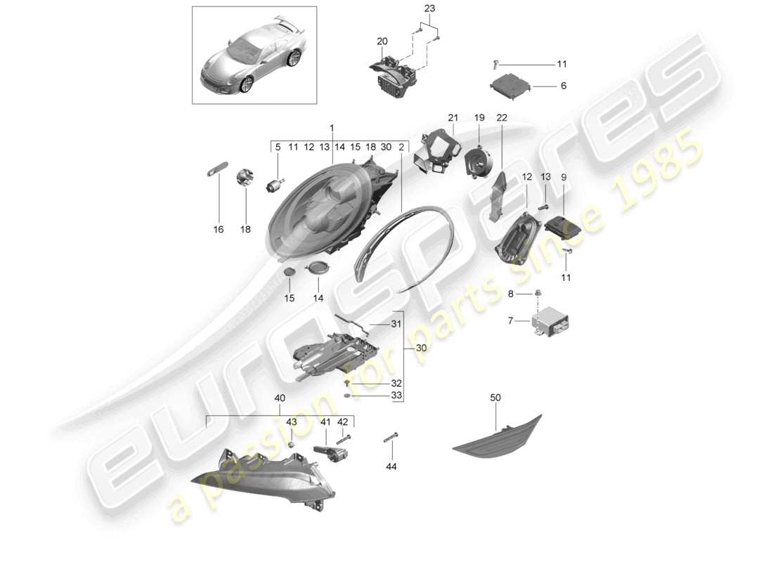 a part diagram from the porsche 991 parts catalogue