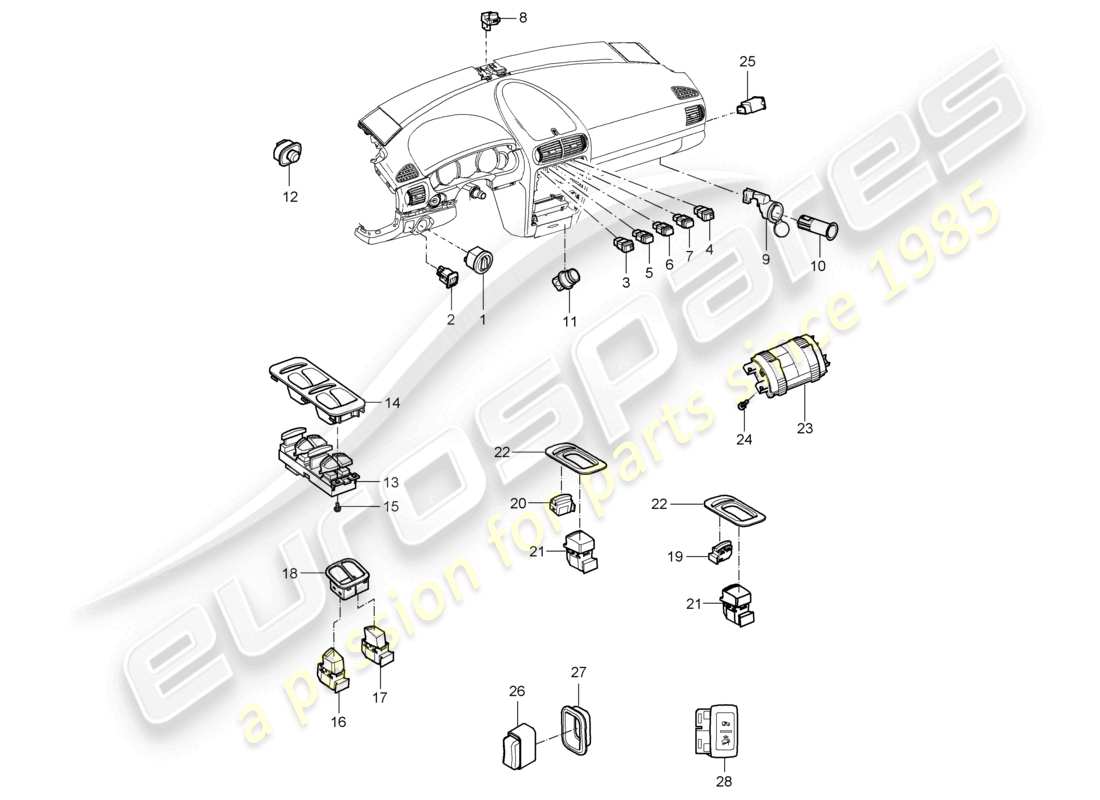 a part diagram from the porsche 2003 (cayenne e1 9pa) parts catalogue