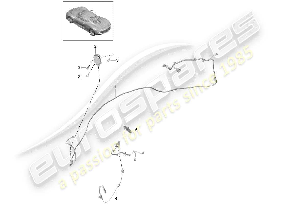 VIEW PARTS DIAGRAMS FROM THE PORSCHE 918 SPYDER PARTS CATALOGUE a part diagram from the porsche 918 spyder parts catalogue