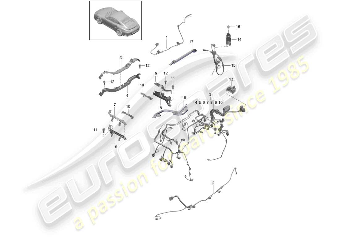 a part diagram from the porsche 2014 (991-1 turbo) parts catalogue