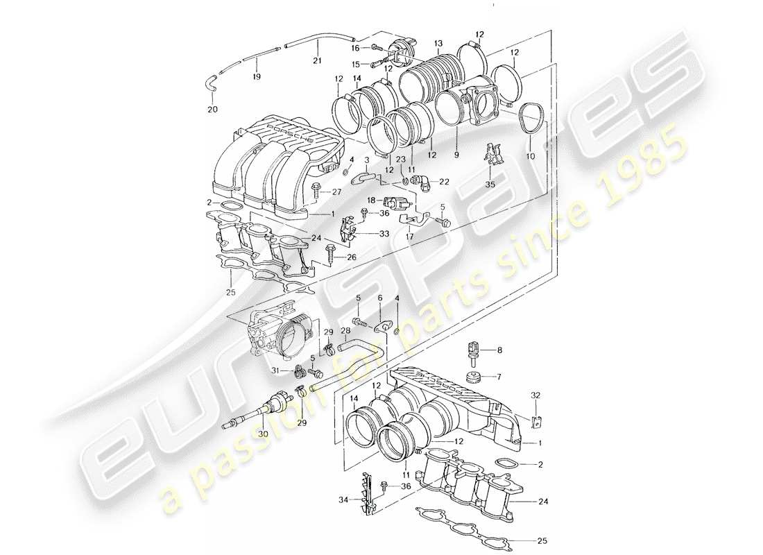 a part diagram from the porsche 996 parts catalogue