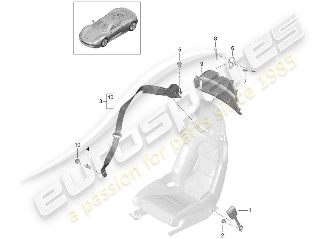 VIEW PARTS DIAGRAMS FROM THE PORSCHE 918 SPYDER PARTS CATALOGUE a part diagram from the porsche 918 spyder parts catalogue