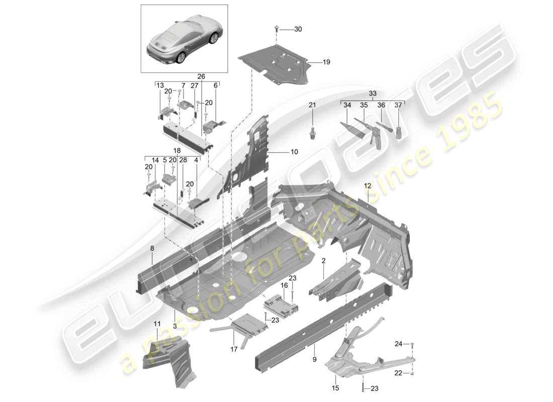 a part diagram from the porsche 991 parts catalogue