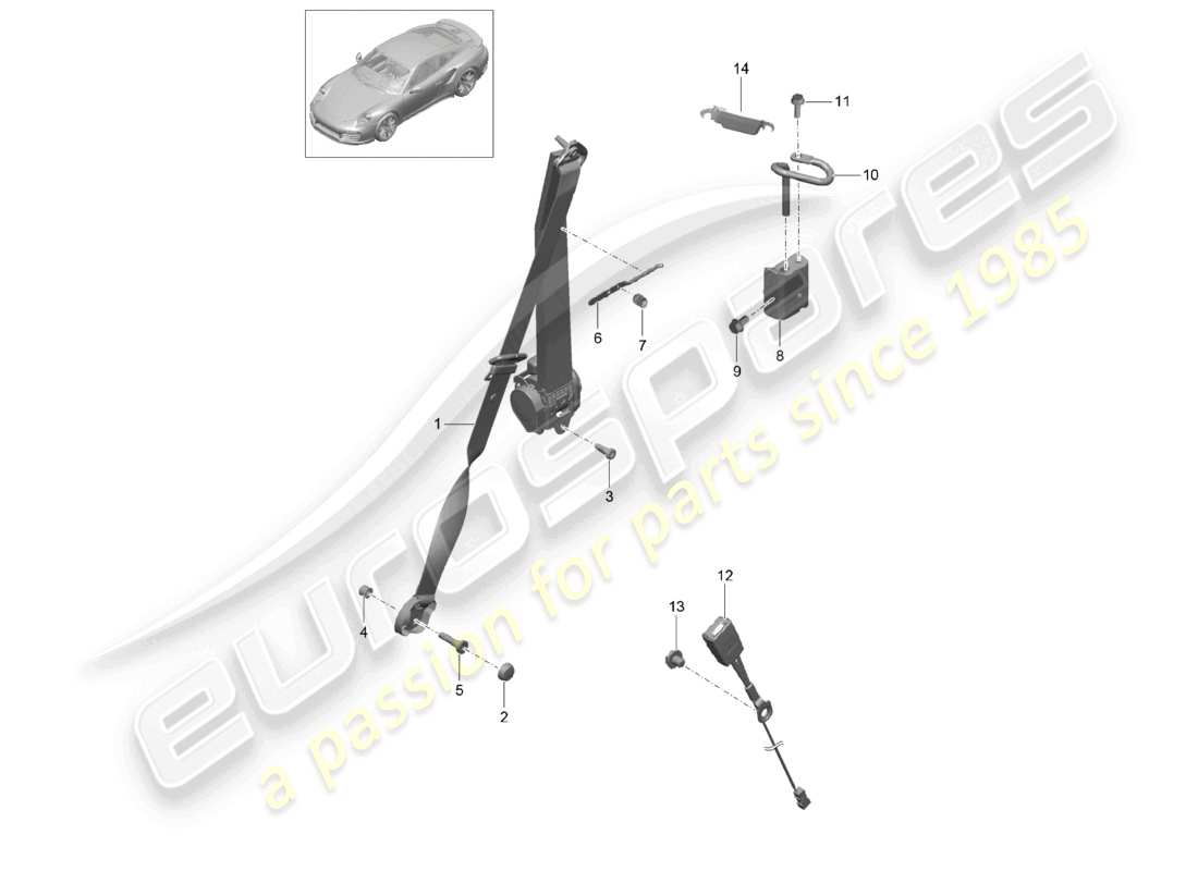 a part diagram from the porsche 2014 (991-1 turbo) parts catalogue