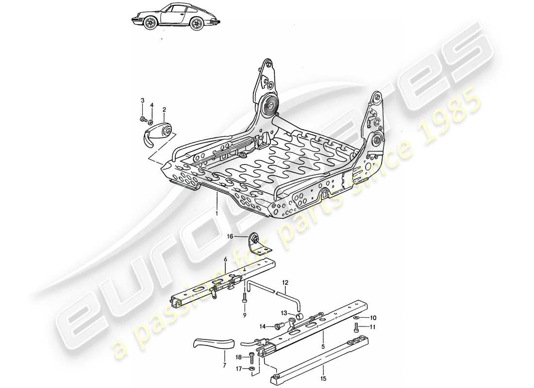 a part diagram from the porsche 1997 (seats for 944/968/911/928) parts catalogue