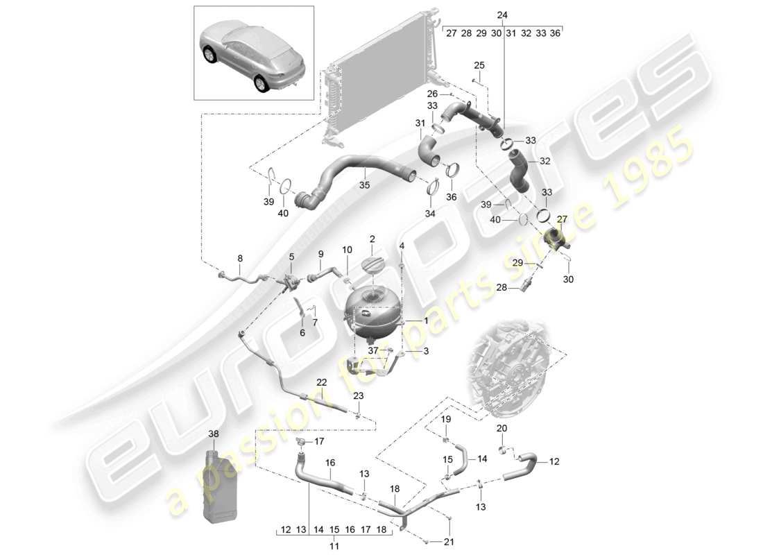 a part diagram from the porsche 2017 (macan) parts catalogue