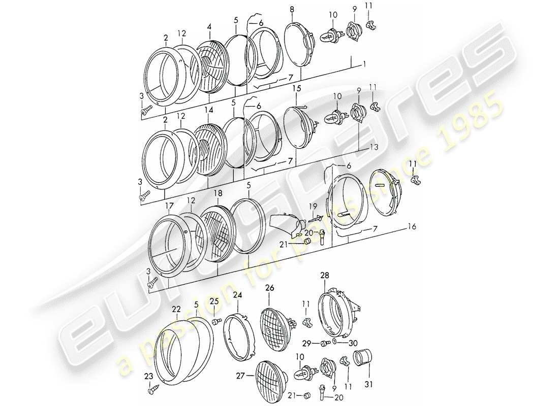 a part diagram from the porsche 1966 (911/912) parts catalogue