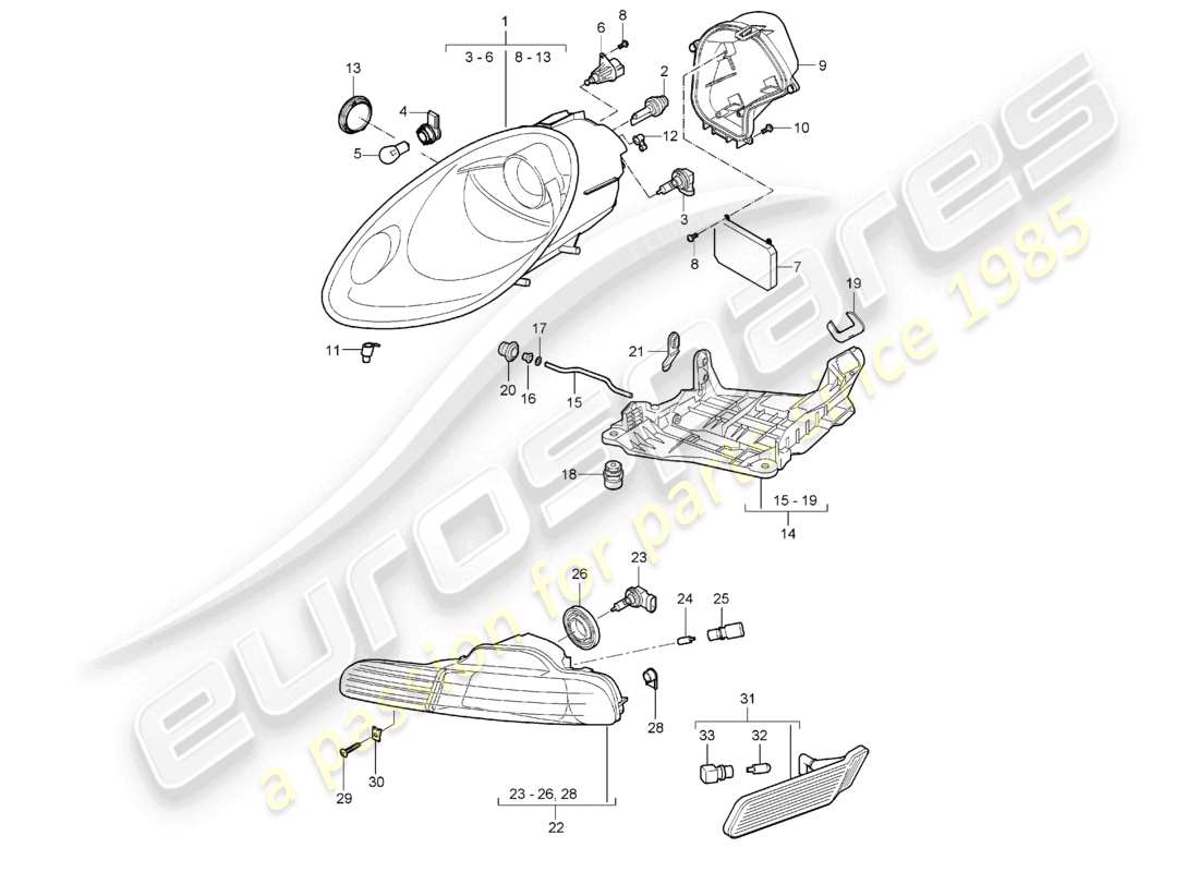 a part diagram from the porsche 2008 (987 boxster) parts catalogue