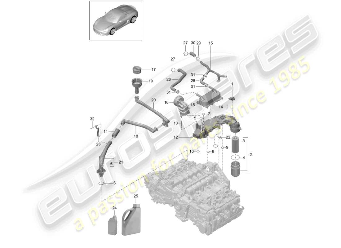 a part diagram from the porsche 2016 (981 boxster spyder) parts catalogue