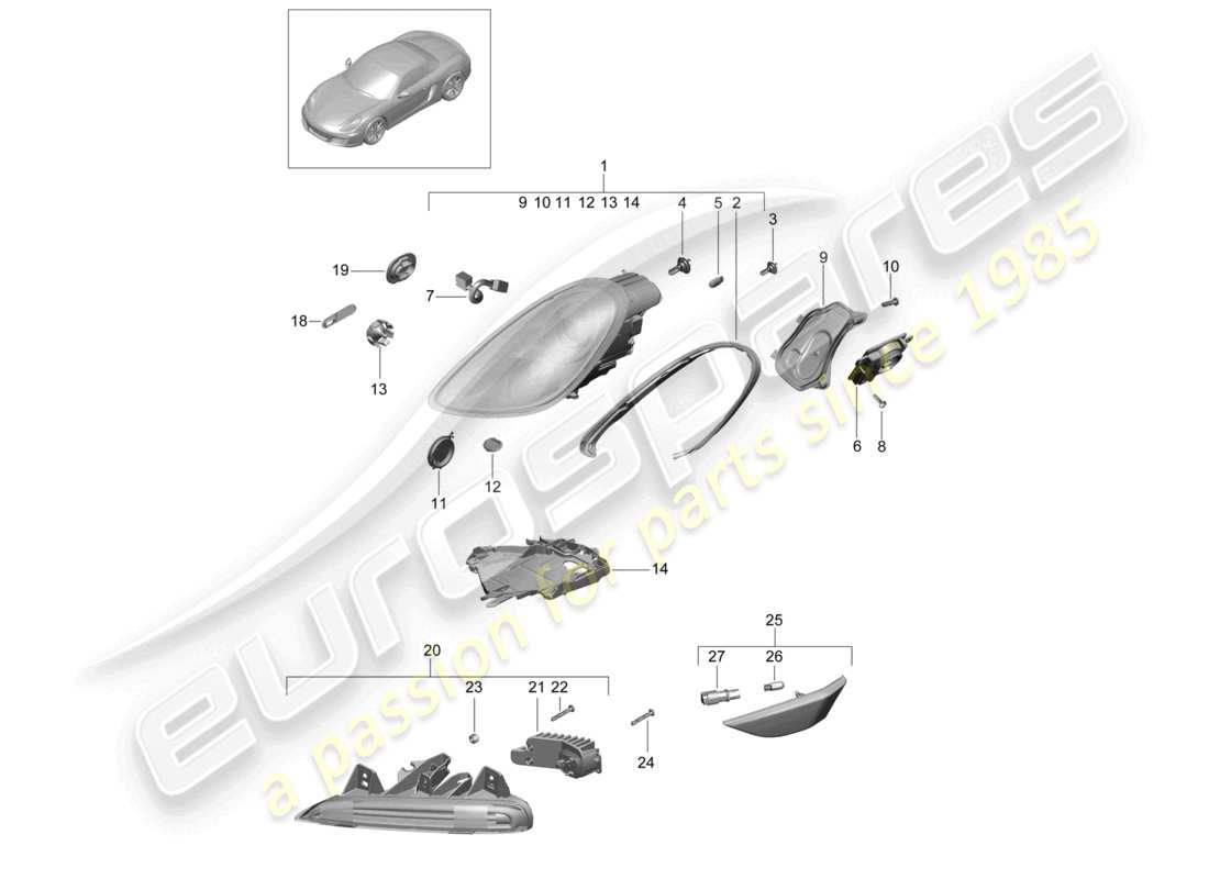 a part diagram from the porsche 2015 (981 boxster) parts catalogue