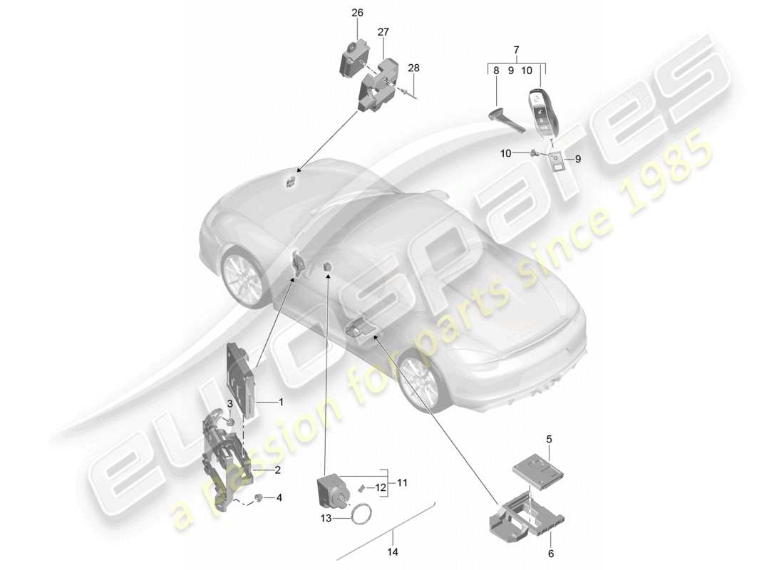 a part diagram from the porsche 2016 (981 boxster spyder) parts catalogue