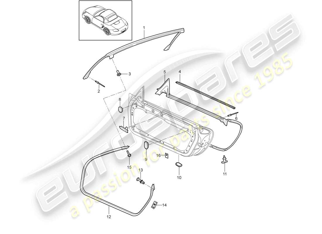 a part diagram from the porsche 2009 (987 boxster) parts catalogue